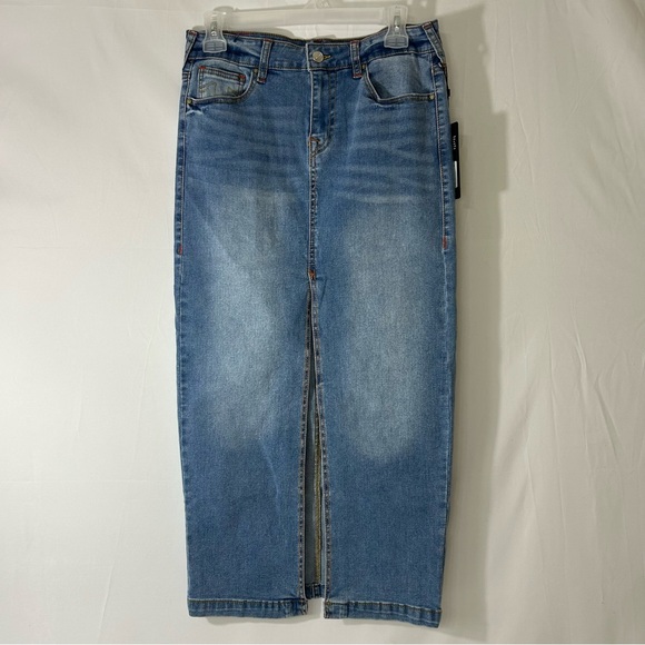 NWT True Religion Split Midi Skirt - Blue - Size 27 - Picture 1 of 12